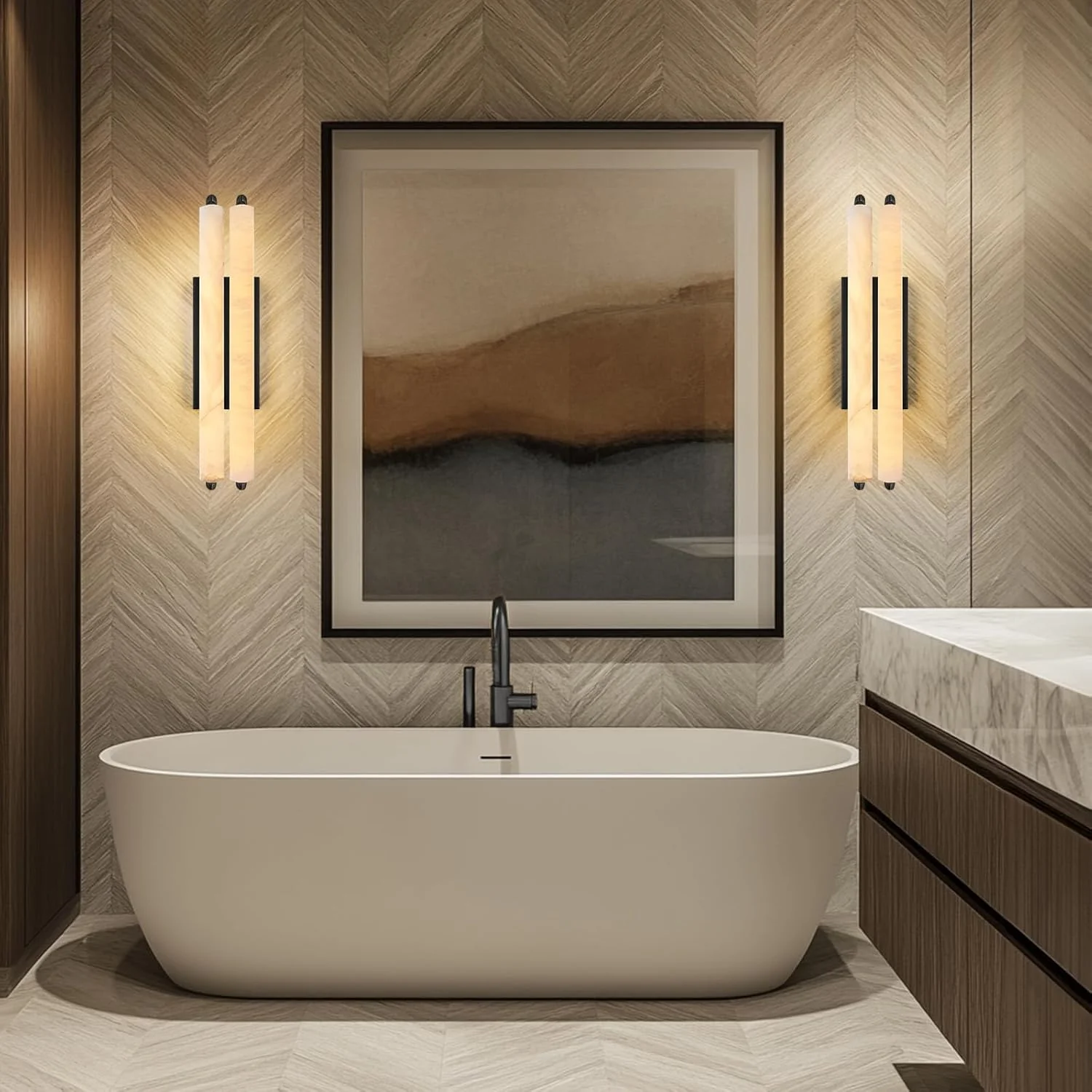 Elegant Alabaster Handcrafted Wall Sconce - Image 25