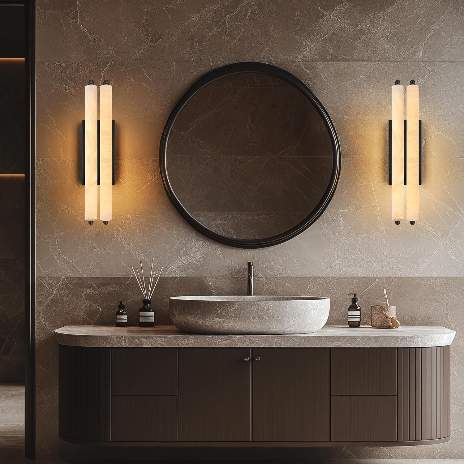 Elegant Alabaster Handcrafted Wall Sconce - Image 26