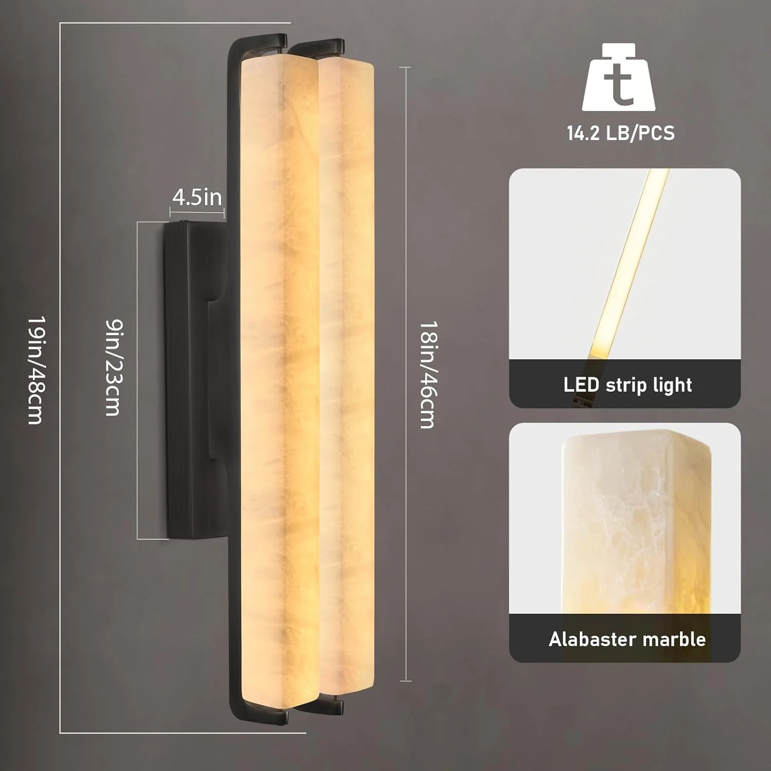 Elegant Alabaster Handcrafted Wall Sconce - Image 31