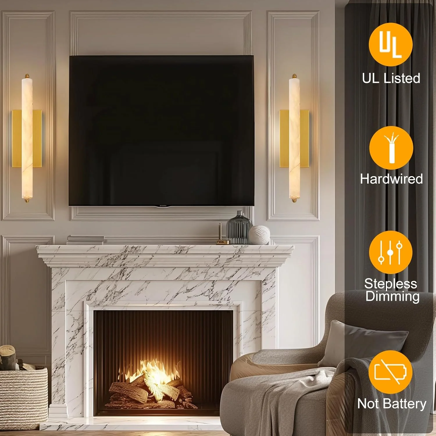 Elegant Alabaster Handcrafted Wall Sconce - Image 6