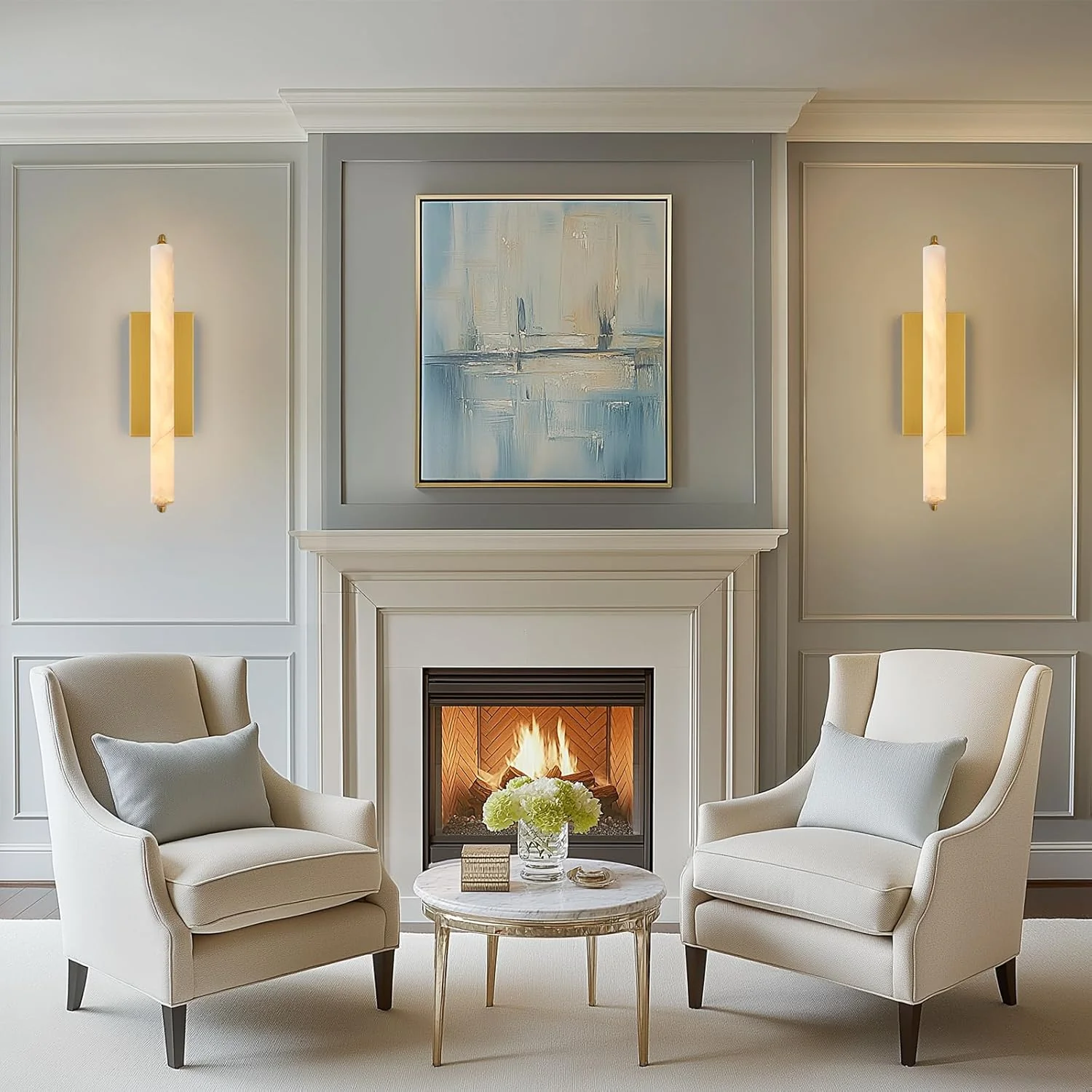 Elegant Alabaster Handcrafted Wall Sconce - Image 8