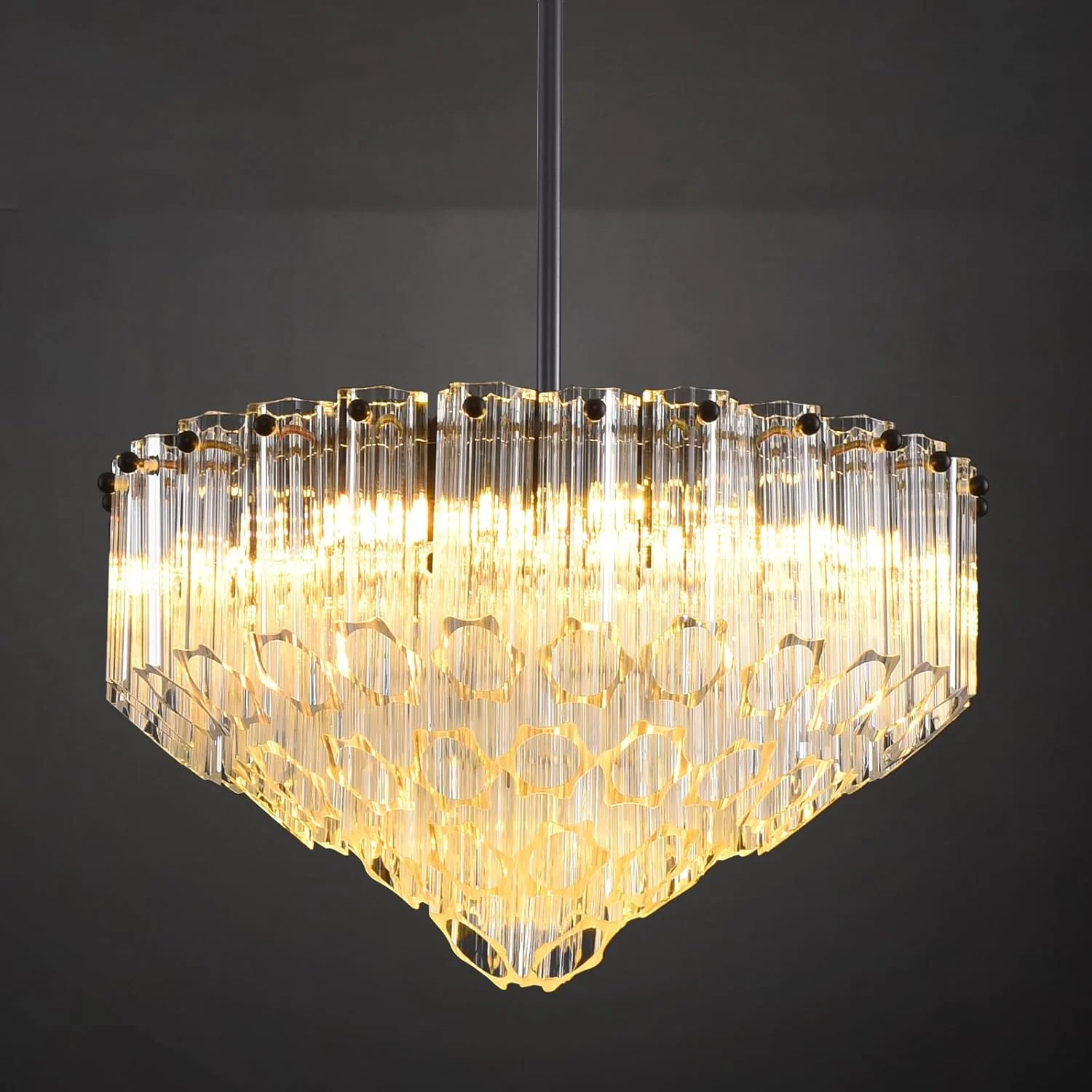 MDEGLYO Modern Amber and Clear Glass Chandelier 14" 32" 43" - Image 10