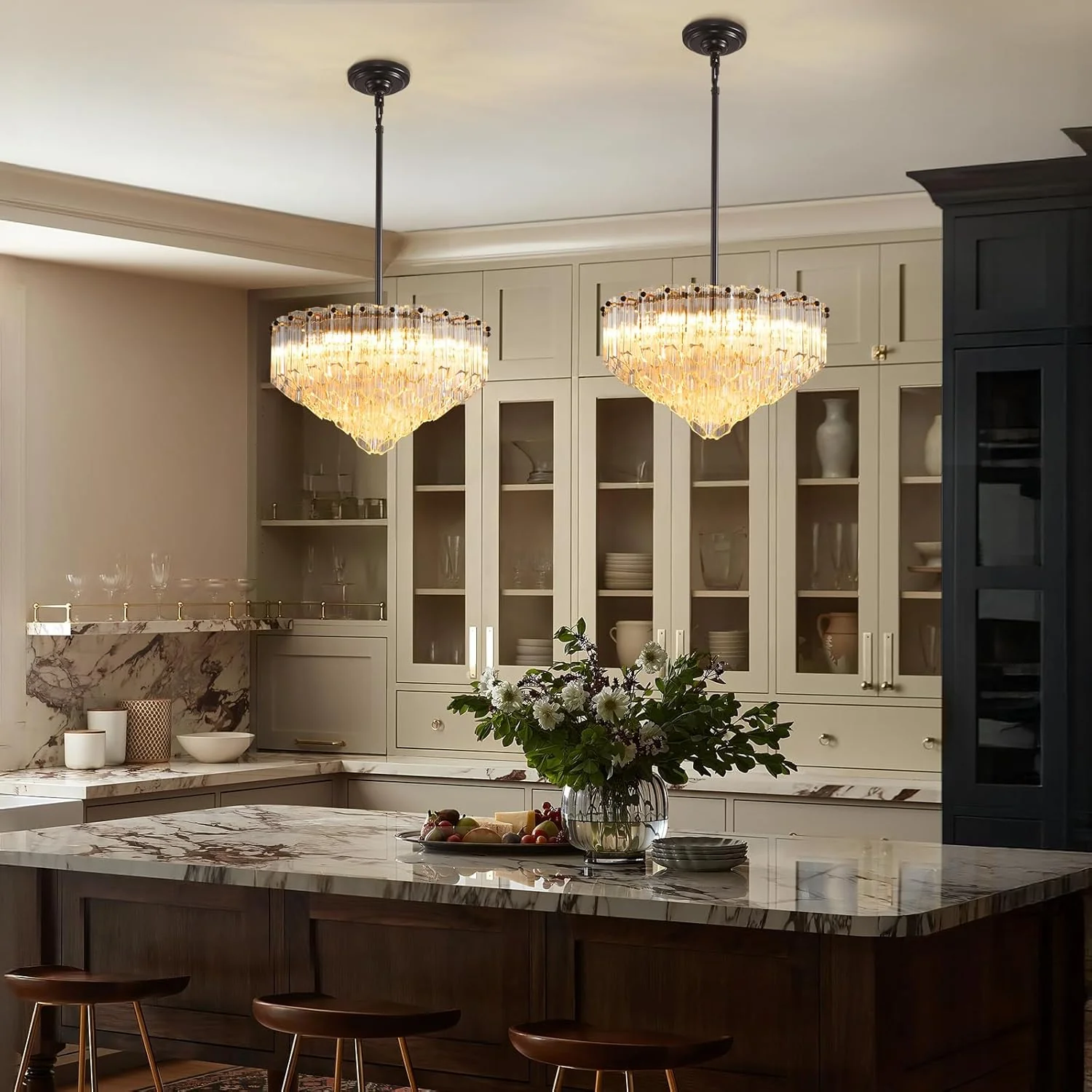 MDEGLYO Modern Amber and Clear Glass Chandelier 14" 32" 43" - Image 14