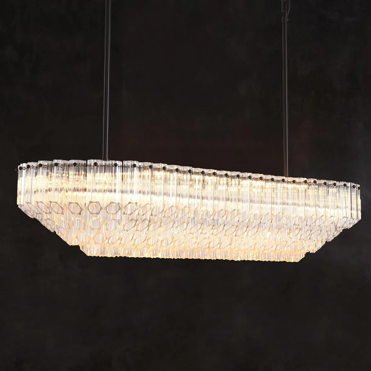 MDEGLYO Modern Amber and Clear Glass Chandelier 14" 32" 43" - Image 28