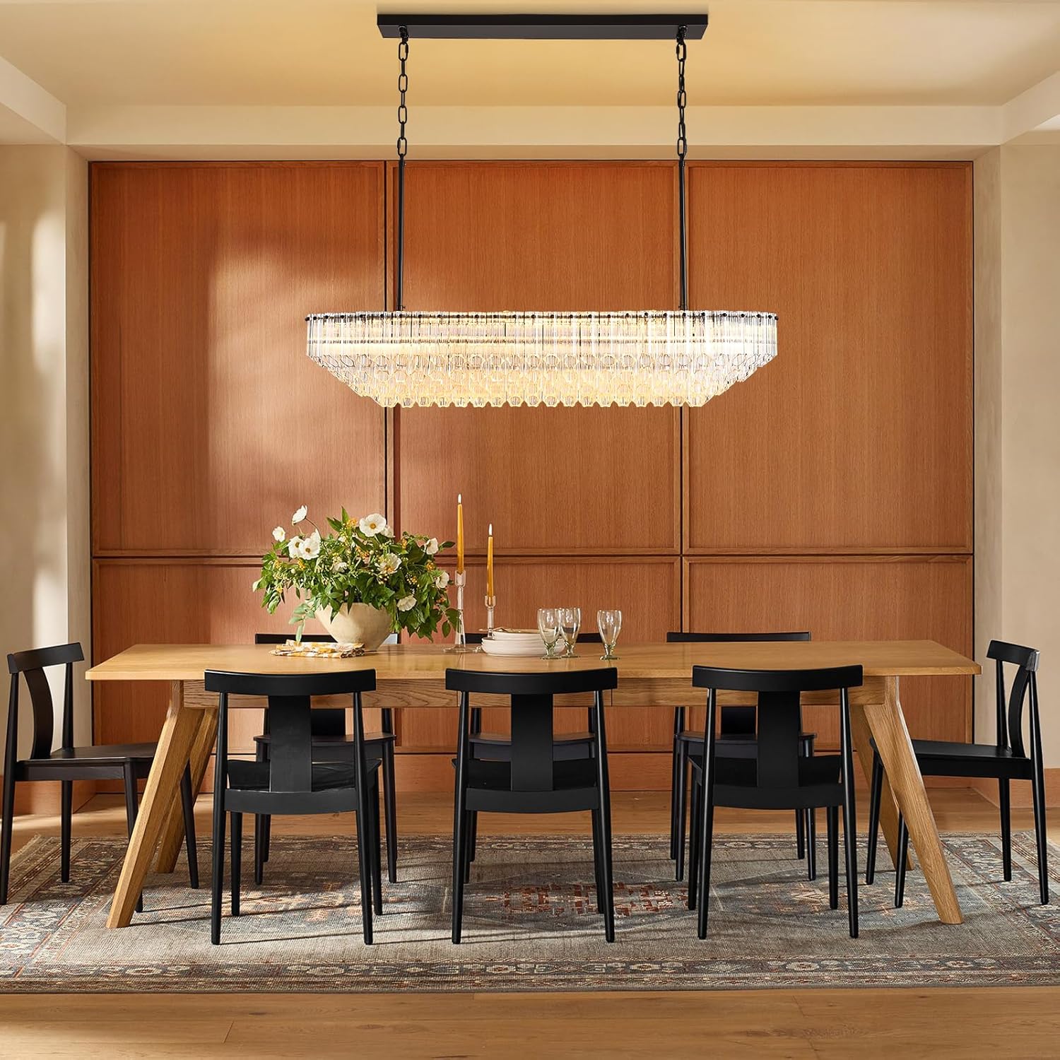 MDEGLYO Modern Amber and Clear Glass Chandelier 14" 32" 43" - Image 29