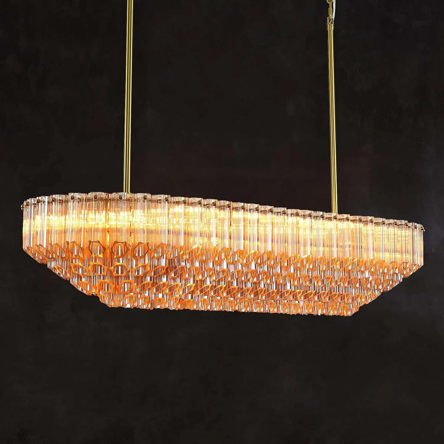 MDEGLYO Modern Amber and Clear Glass Chandelier 14" 32" 43" - Image 3