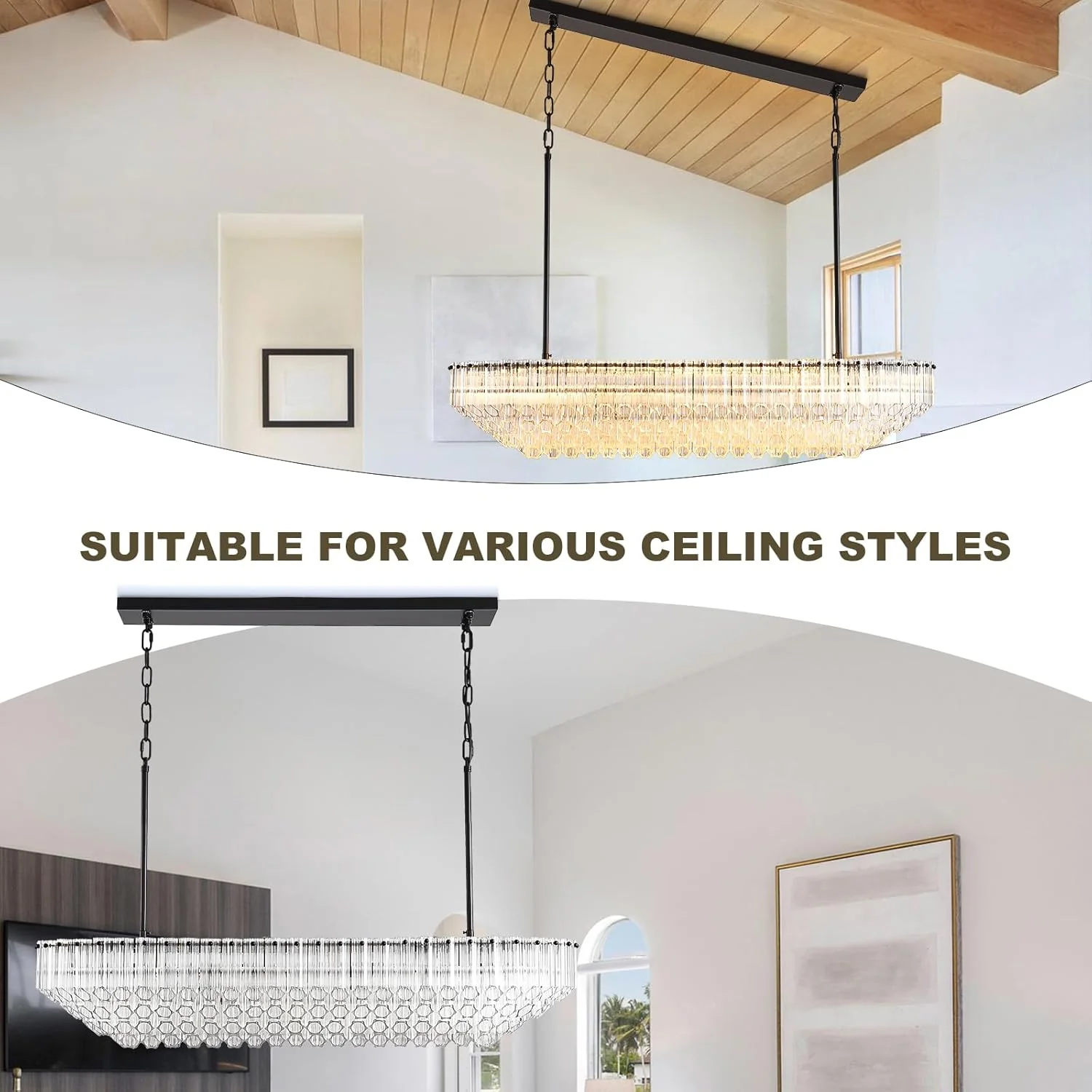 MDEGLYO Modern Amber and Clear Glass Chandelier 14" 32" 43" - Image 36