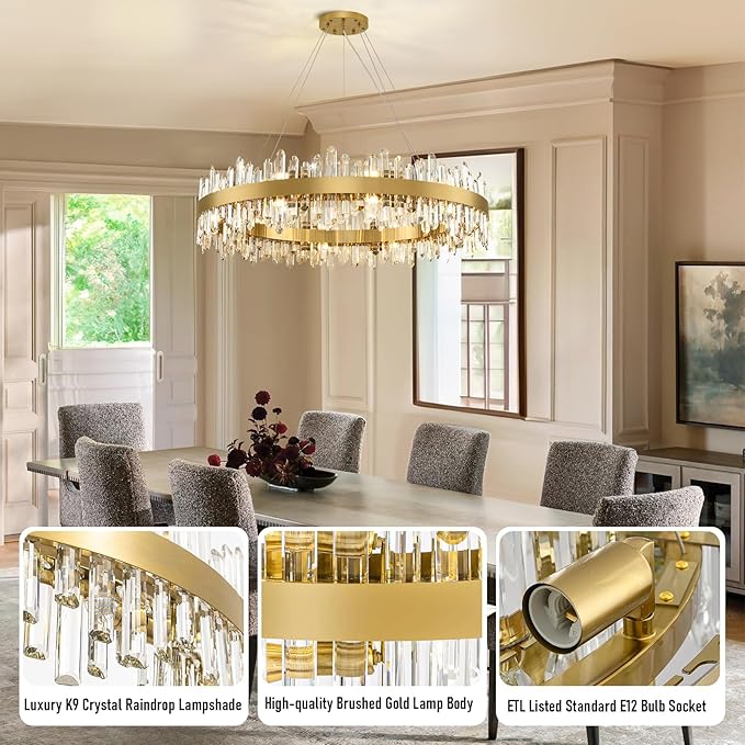 MDEGLYO Modern Crystal Round Chandelier - Image 14