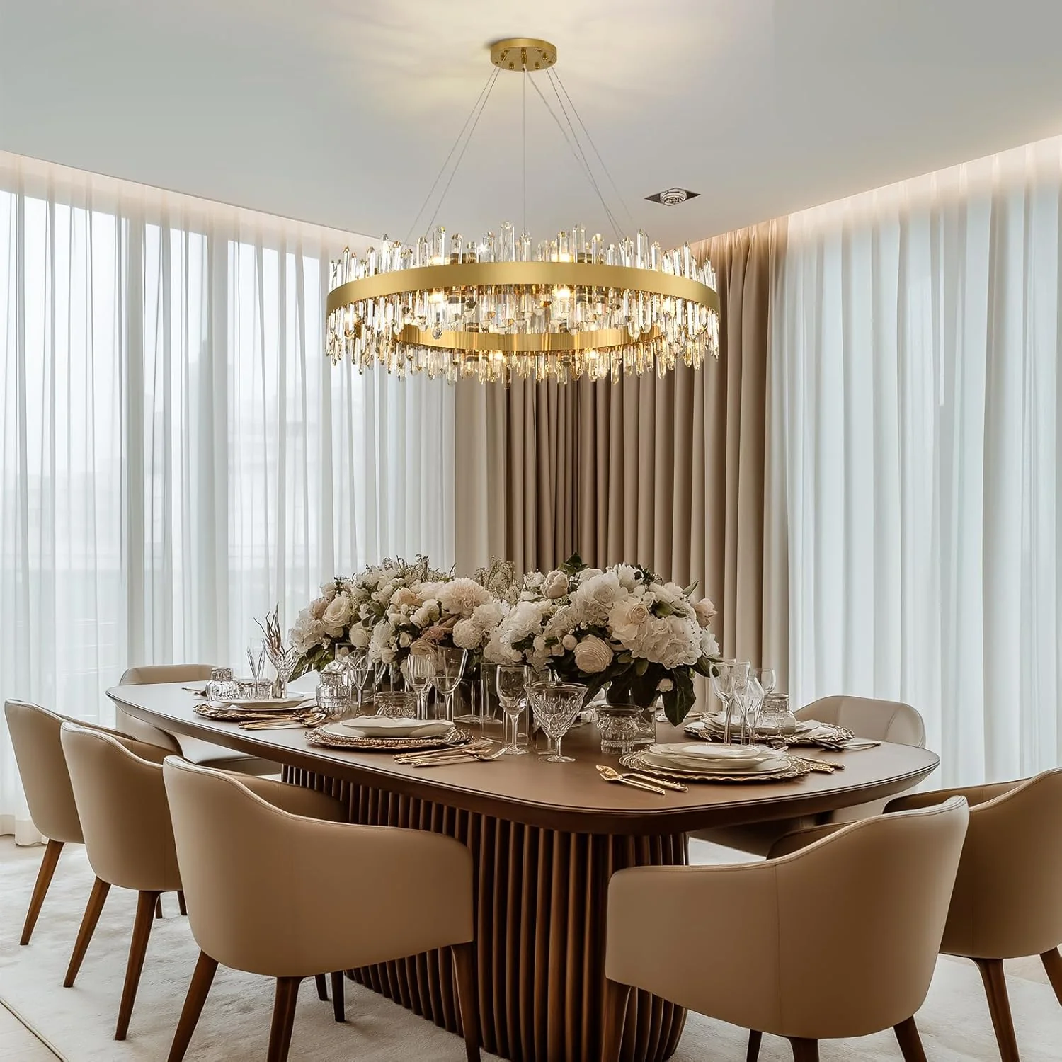 MDEGLYO Modern Crystal Round Chandelier - Image 17