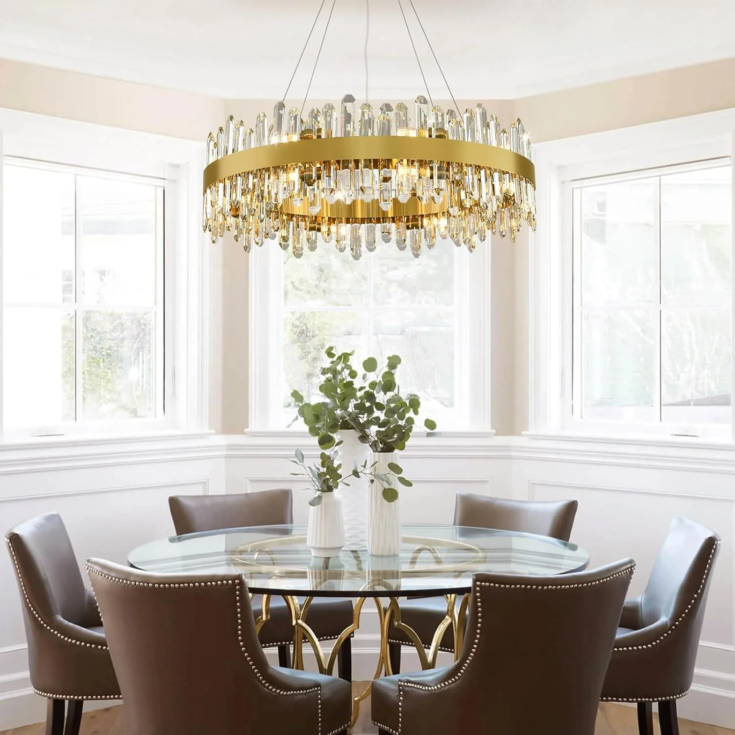MDEGLYO Modern Crystal Round Chandelier - Image 22
