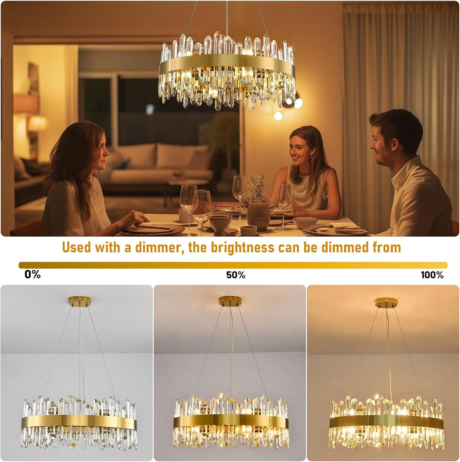 MDEGLYO Modern Crystal Round Chandelier - Image 6