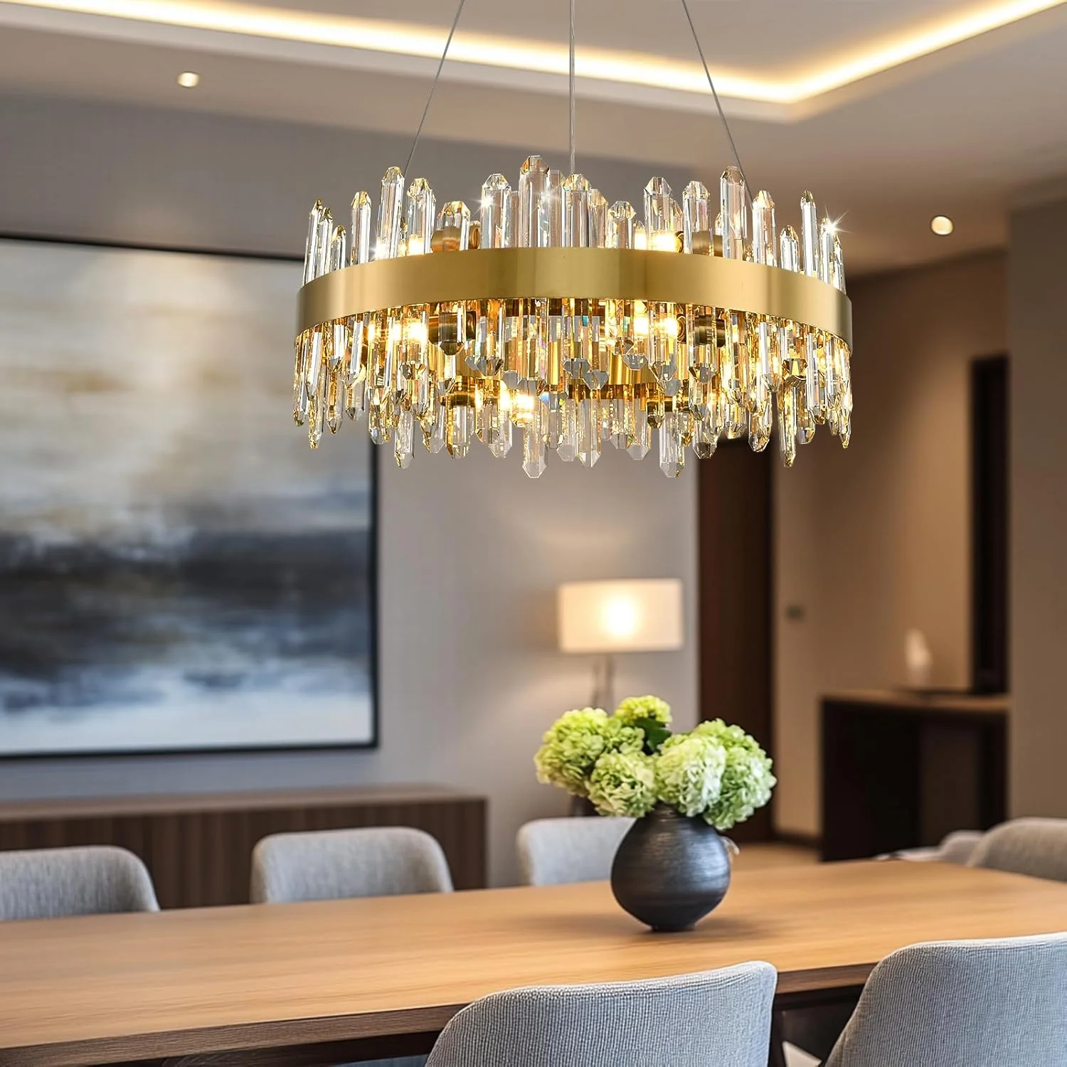 MDEGLYO Modern Crystal Round Chandelier - Image 7