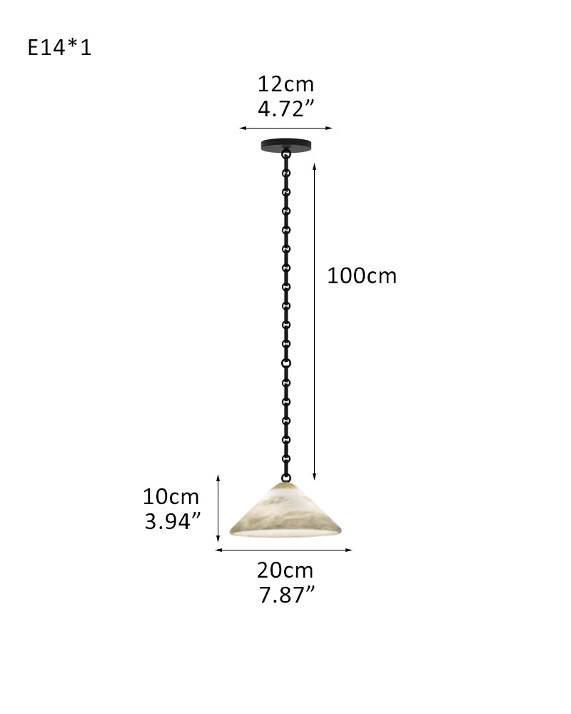 Medium 12" Conical Pendant White Alabaster Shade with Adjustable Chain for living room - Image 21