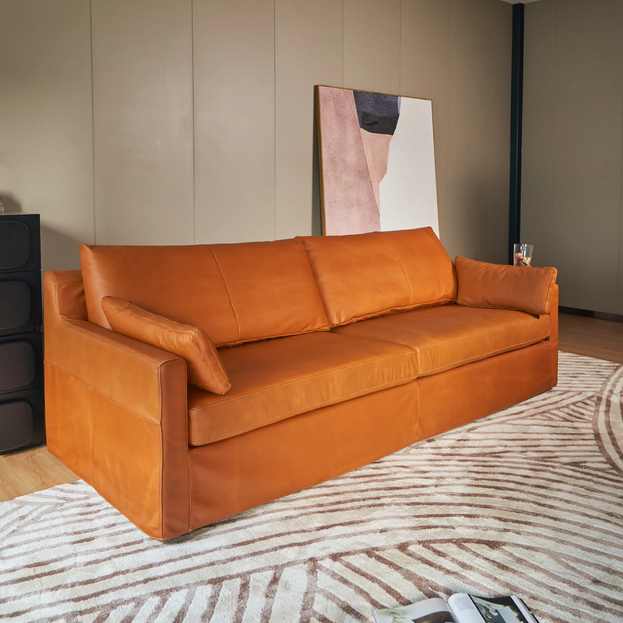 Mercury Warm Cognac Sofa 95" - Image 6
