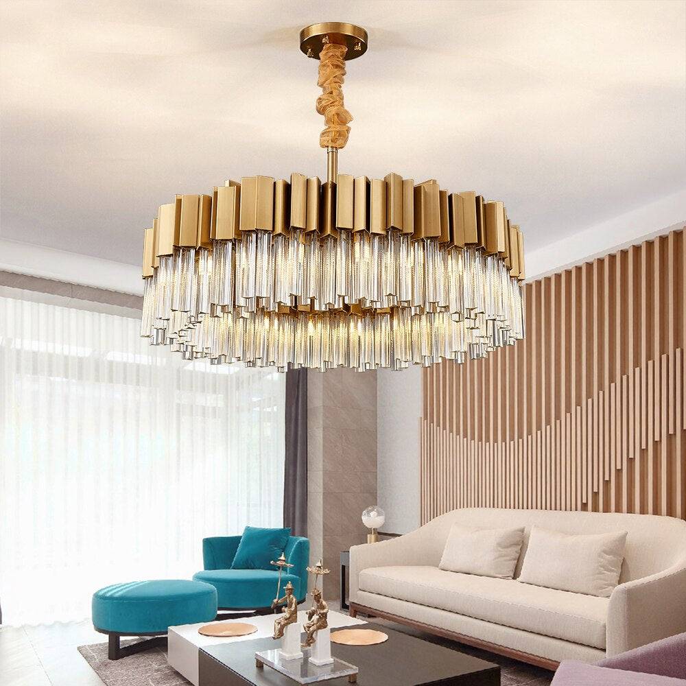 Milano Brushed Gold Crystal Chandelier - Image 3