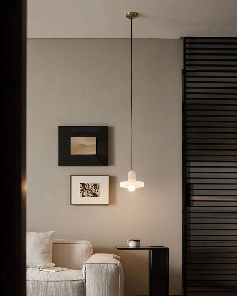 White Alabaster Kitchen Island Pendant Lamp - Image 2