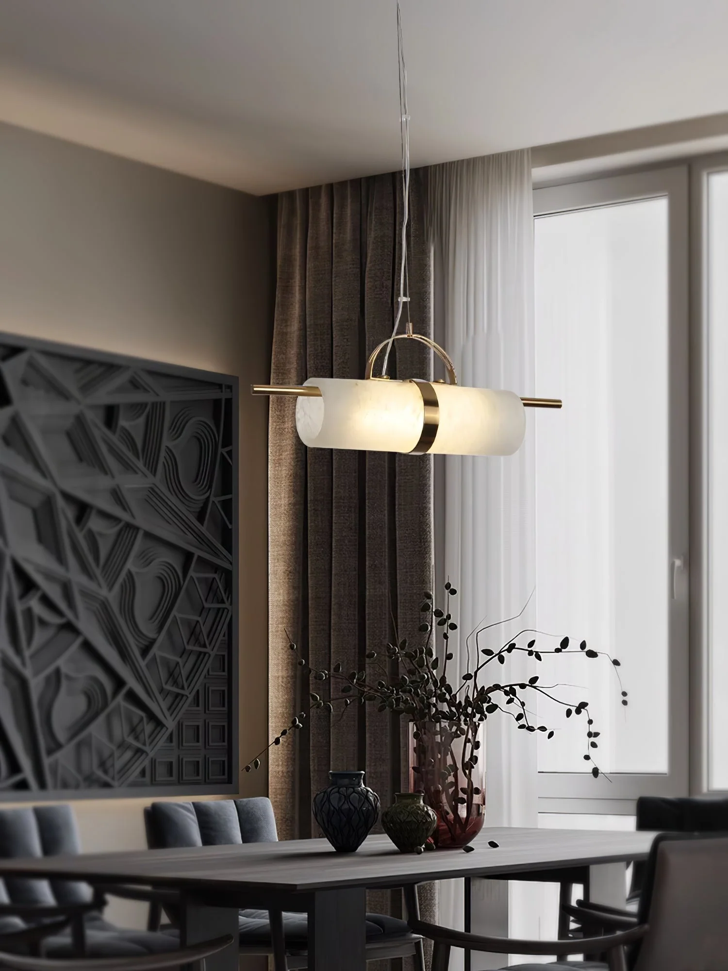 Mini Cylindrical Alabaster Pendant Light - Image 9