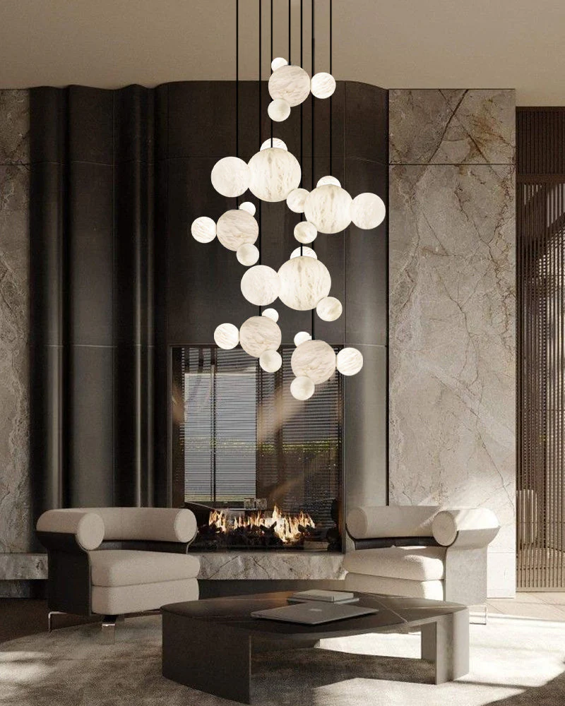 Minimalist Antique Alabaster Cluster Pendant Light Fixtures 6" Wide - Image 12