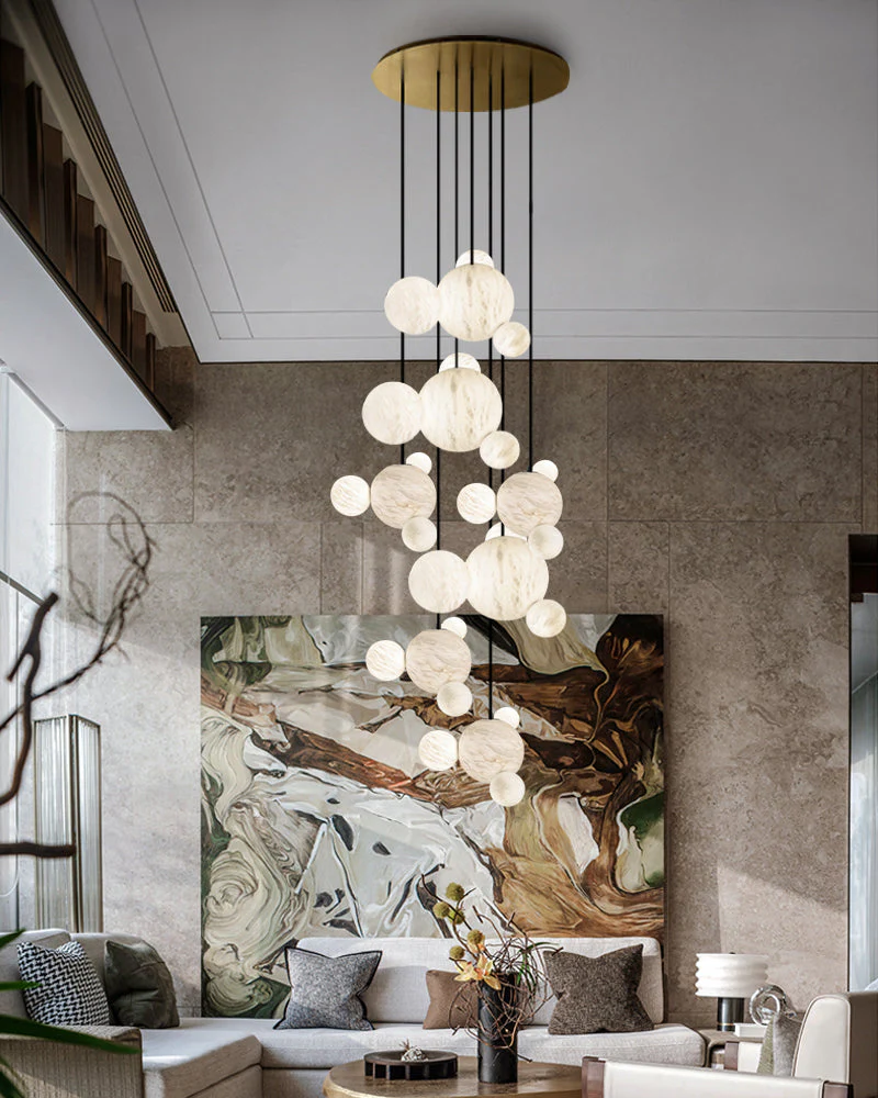 Minimalist Antique Alabaster Cluster Pendant Light Fixtures 6" Wide - Image 9