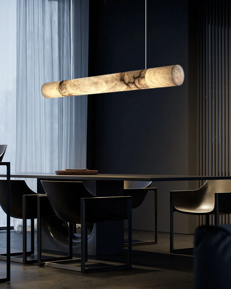 Minimalist Long Cord Ceiling Pendant Alabaster Lighting - Image 10