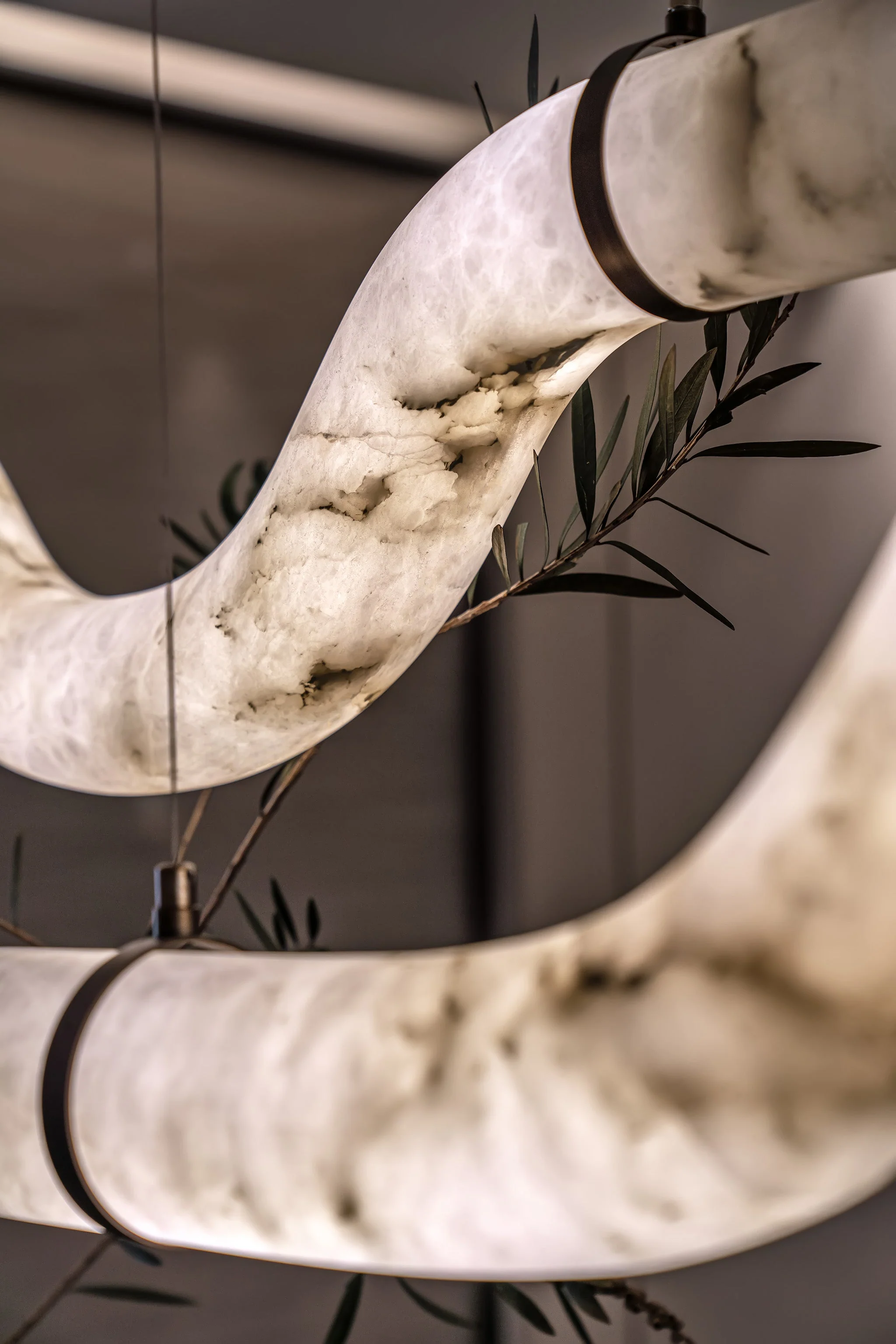 Minimalist Long Cord Ceiling Pendant Alabaster Lighting - Image 15