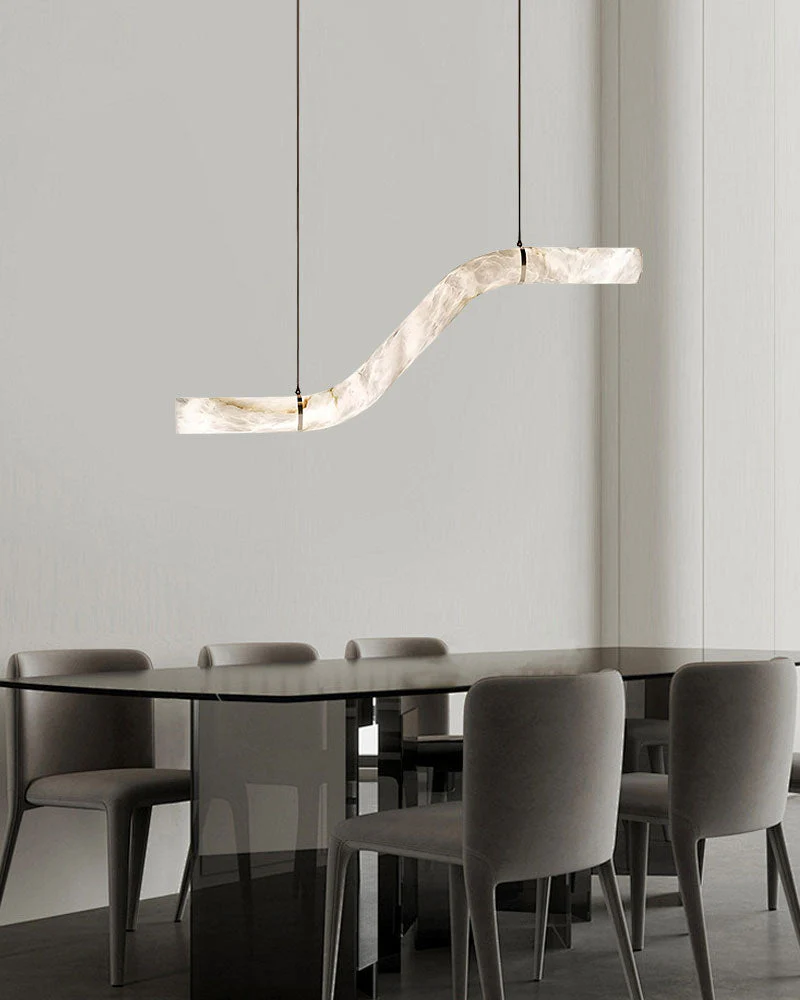 Minimalist Long Cord Ceiling Pendant Alabaster Lighting - Image 18