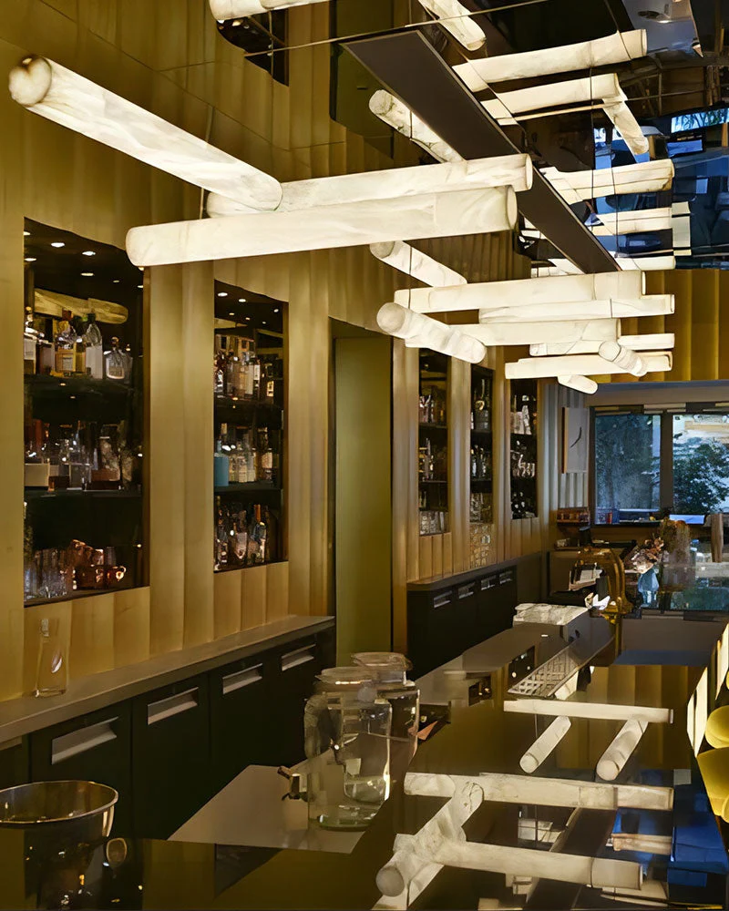Minimalist Long Cord Ceiling Pendant Alabaster Lighting - Image 19