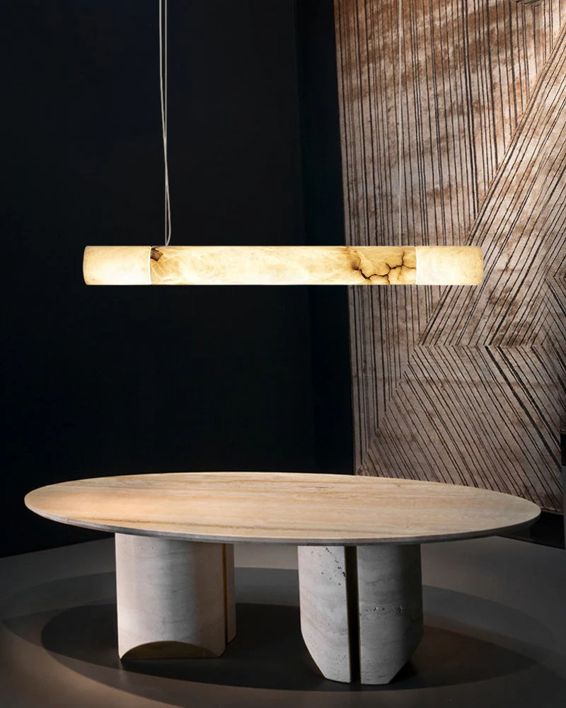 Minimalist Long Cord Ceiling Pendant Alabaster Lighting - Image 4