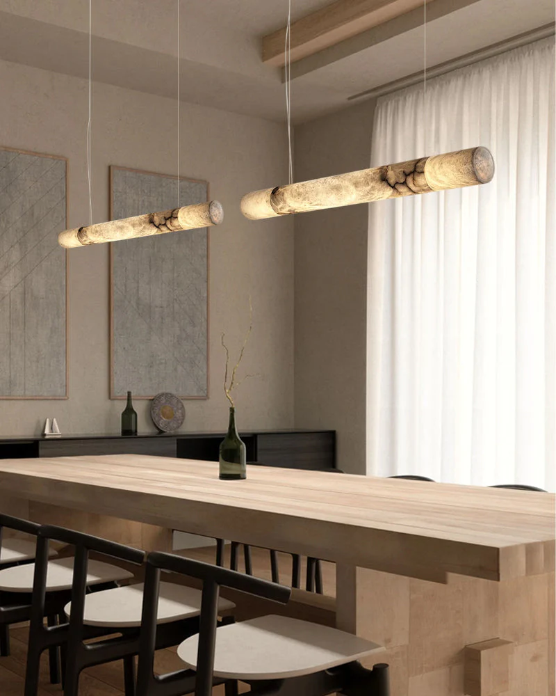 Minimalist Long Cord Ceiling Pendant Alabaster Lighting - Image 7