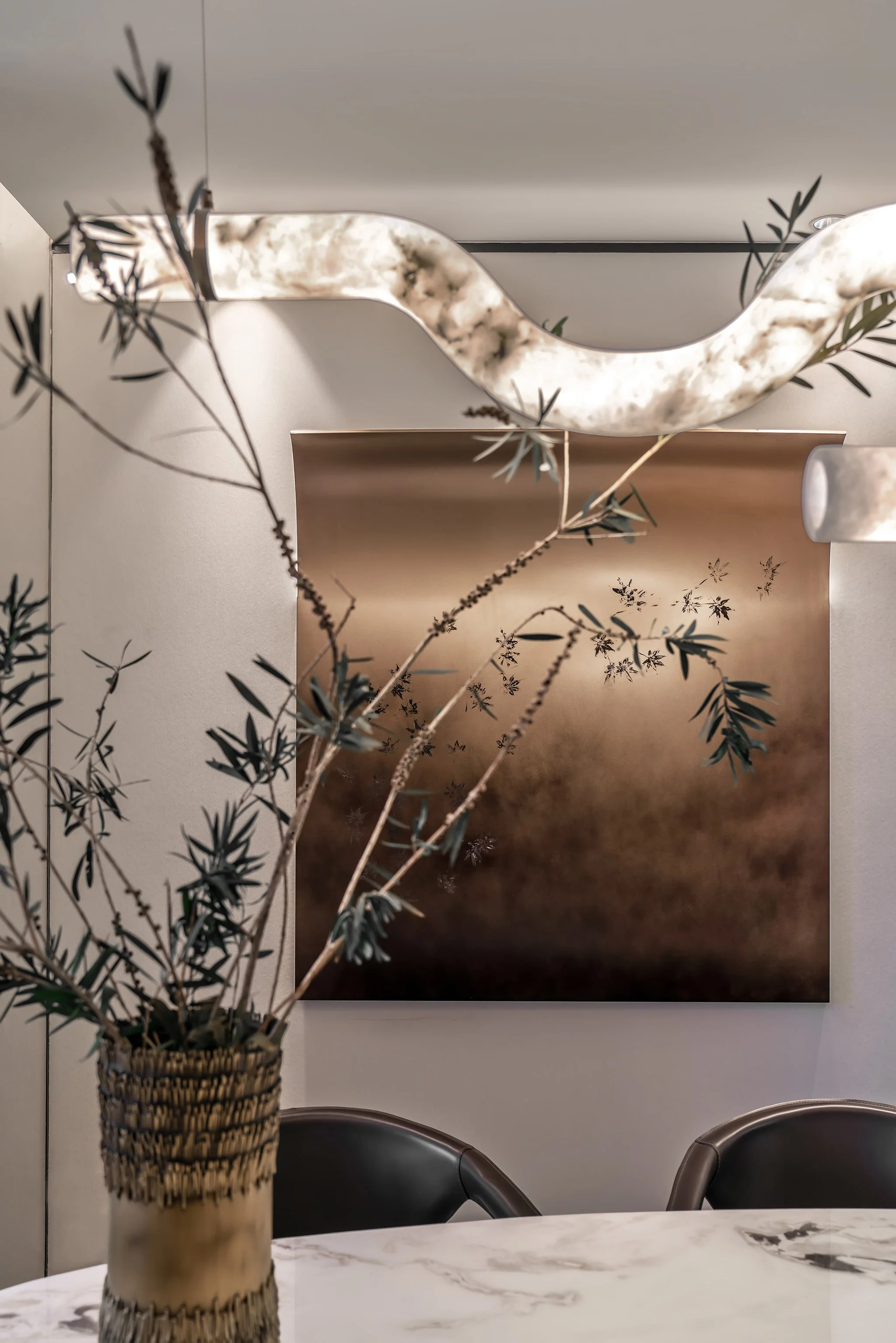 Minimalist Long Cord Ceiling Pendant Alabaster Lighting - Image 9