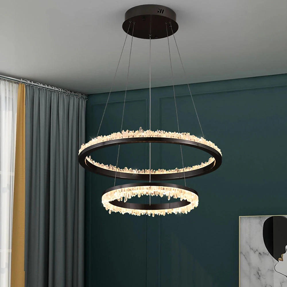 Minimalistic Crystal Quartz LED Chandelier - Image 11