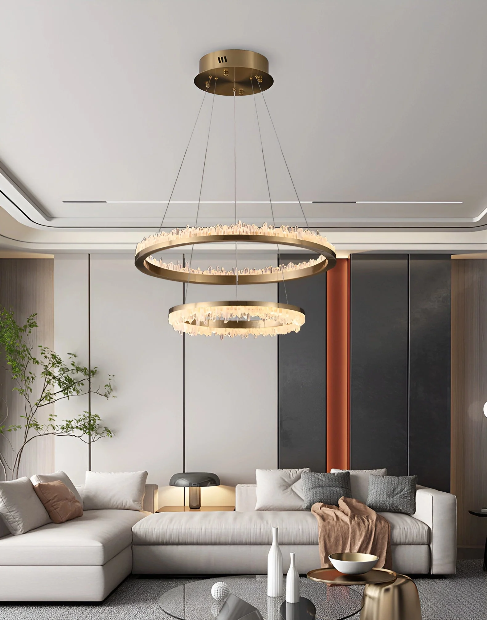 Minimalistic Crystal Quartz LED Chandelier - Image 12
