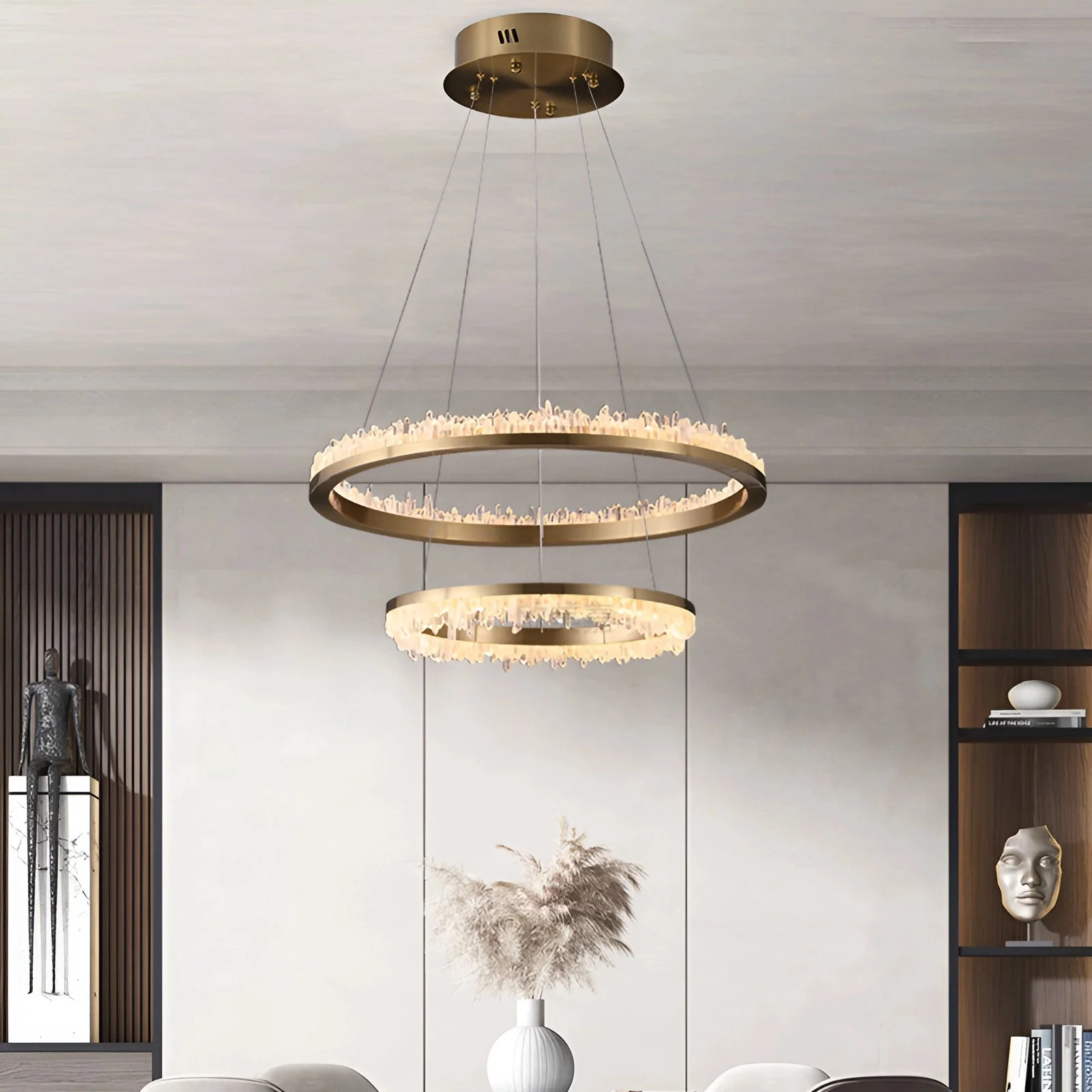 Minimalistic Crystal Quartz LED Chandelier - Image 14