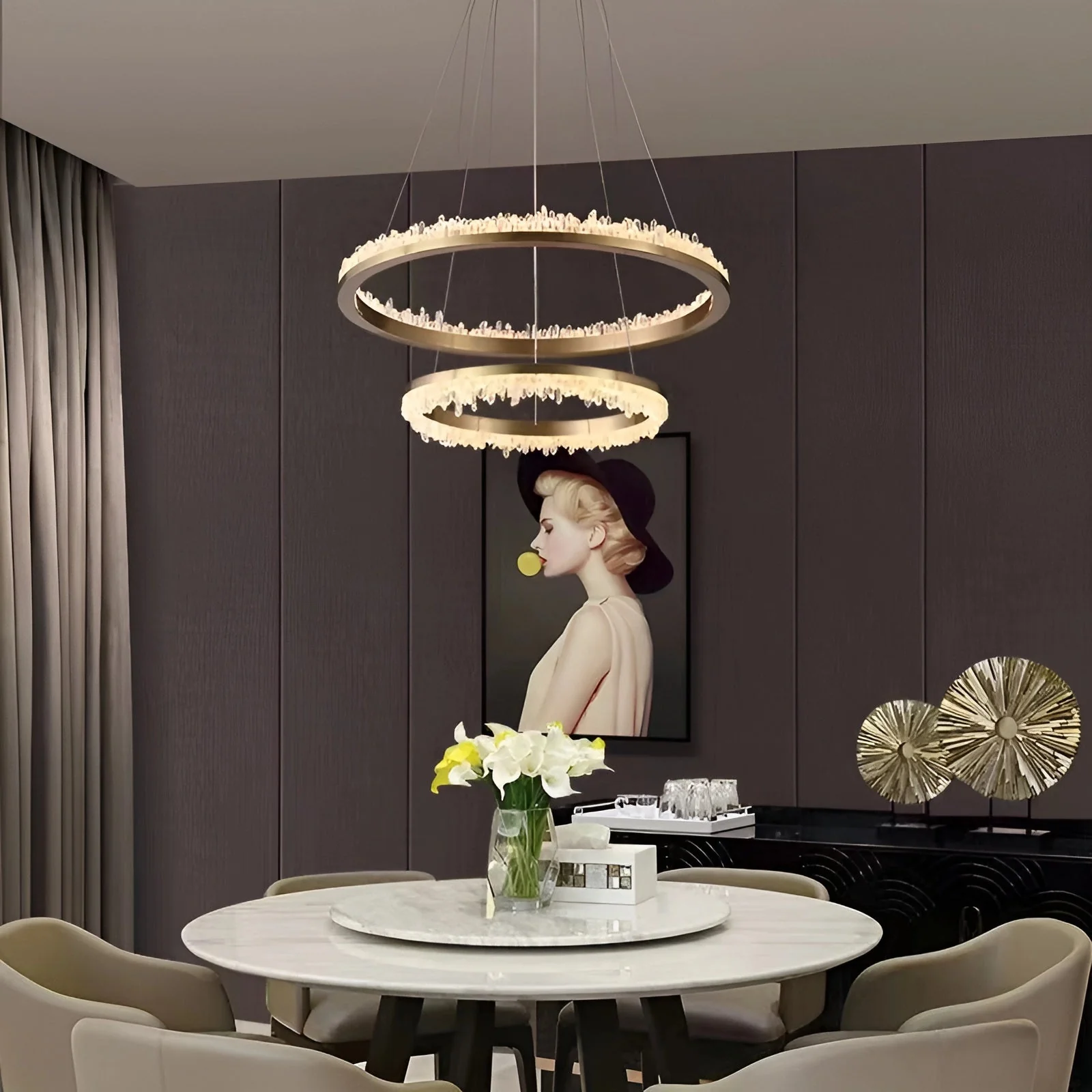 Minimalistic Crystal Quartz LED Chandelier - Image 18