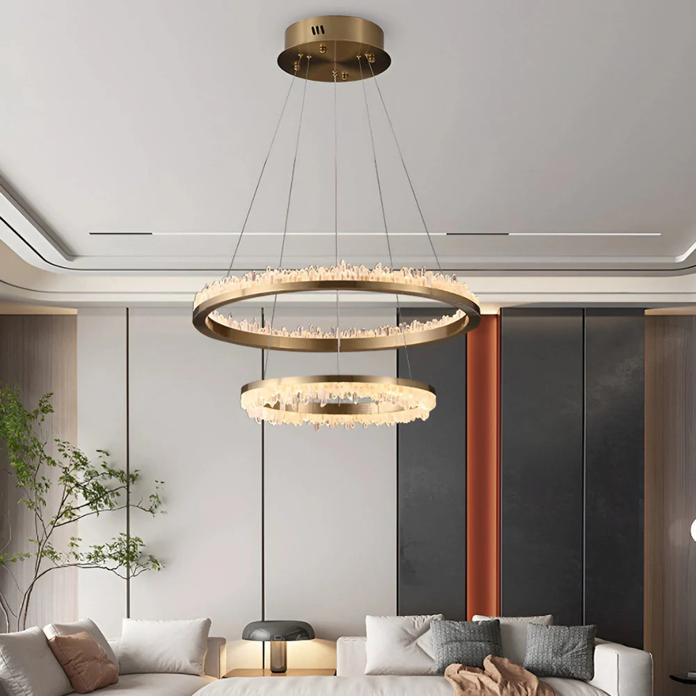 Minimalistic Crystal Quartz LED Chandelier - Image 2