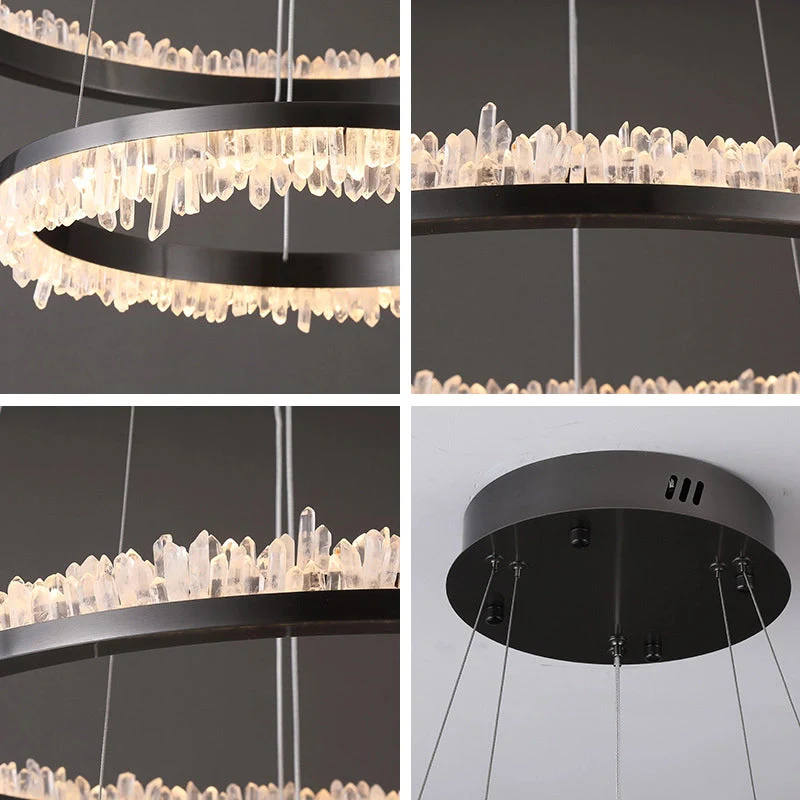 Minimalistic Crystal Quartz LED Chandelier - Image 23