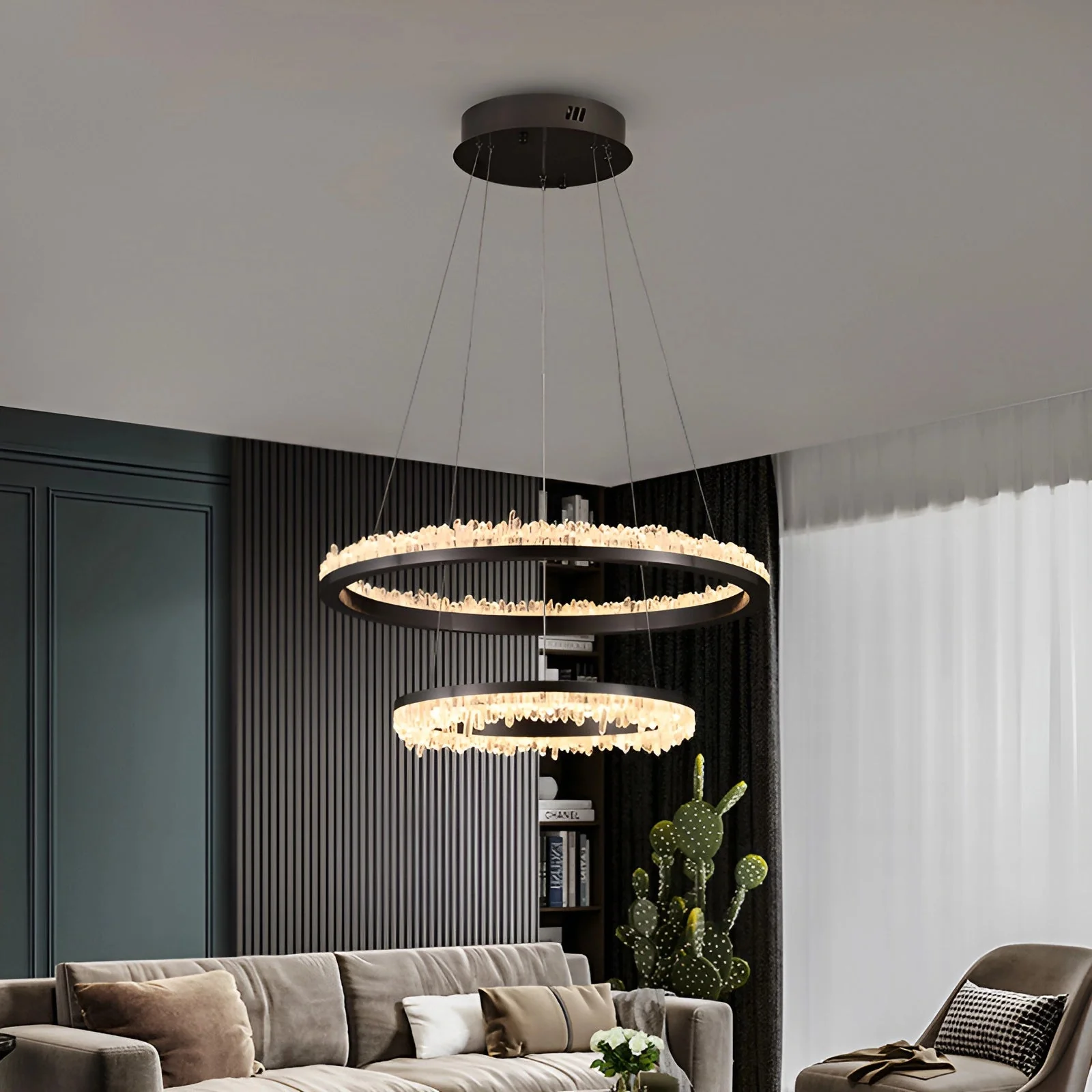 Minimalistic Crystal Quartz LED Chandelier - Image 5