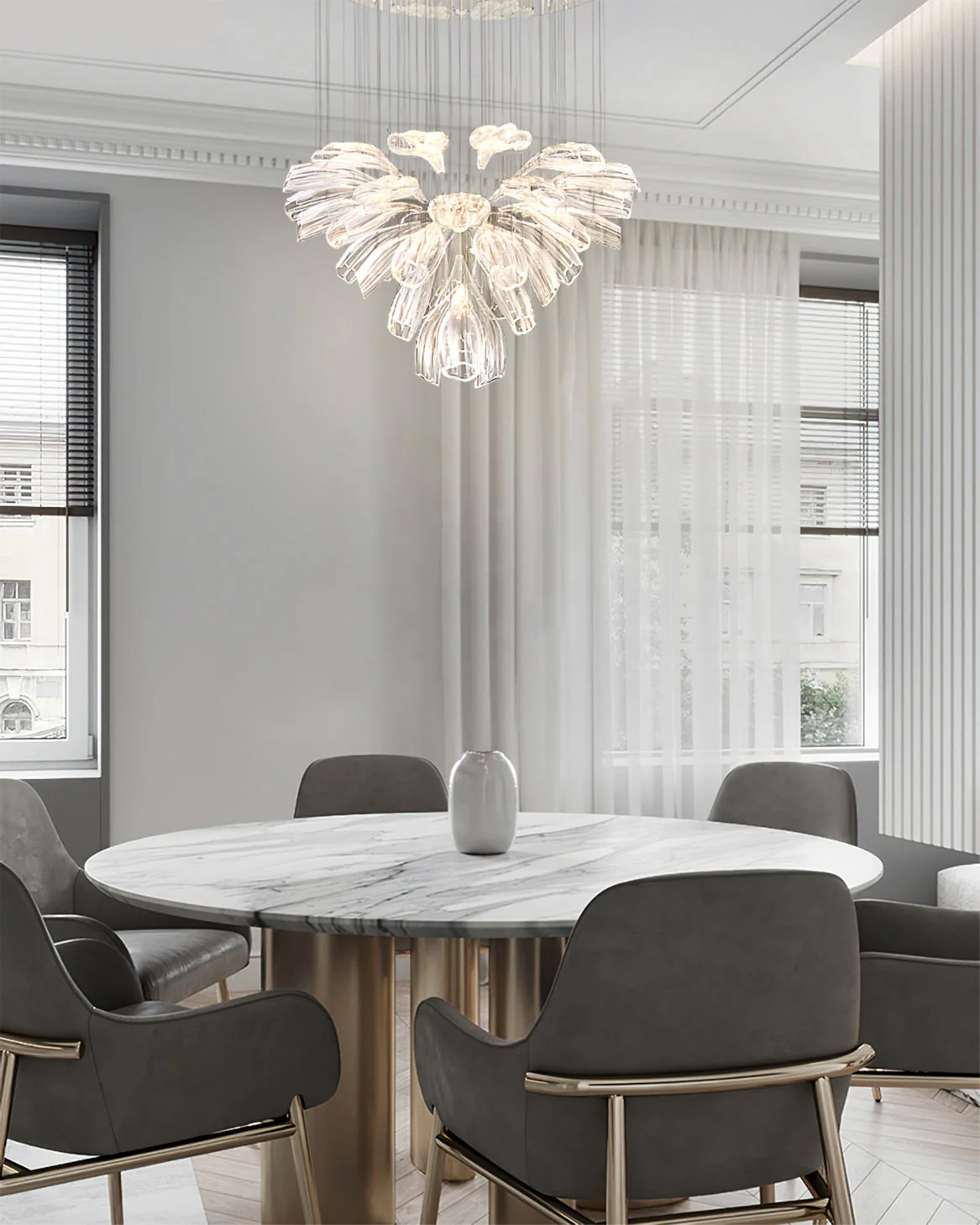 Glass Lotus Chandelier - Image 14