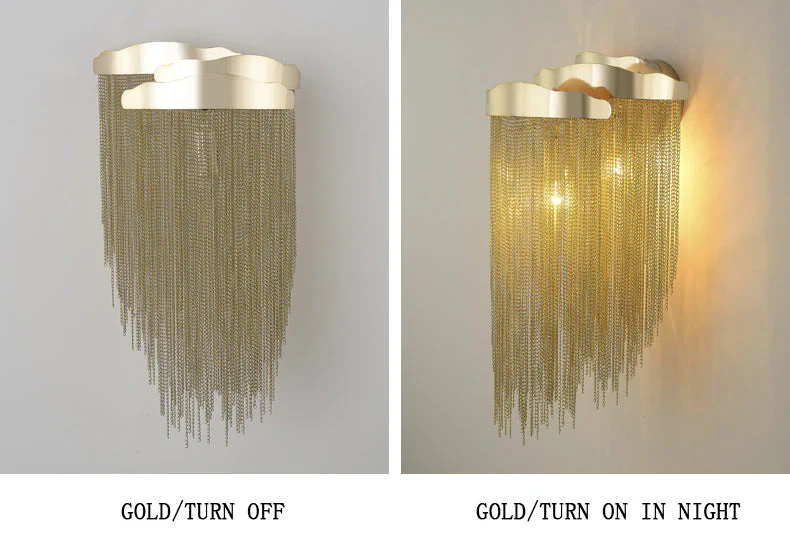 Modern 3 Lights Stacking Chain Tassel Wall Sconce - Image 10