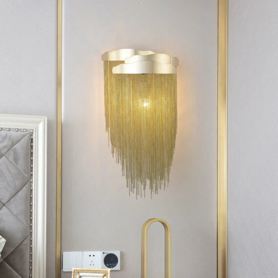Modern 3 Lights Stacking Chain Tassel Wall Sconce - Image 5