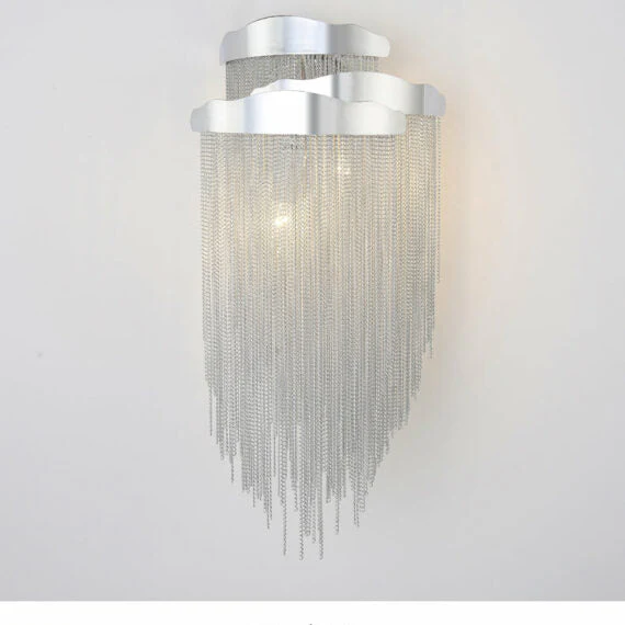 Modern 3 Lights Stacking Chain Tassel Wall Sconce - Image 6