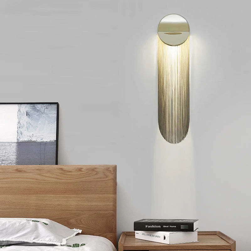 Modern Arcs Chain Tassel Wall Sconce - Image 3