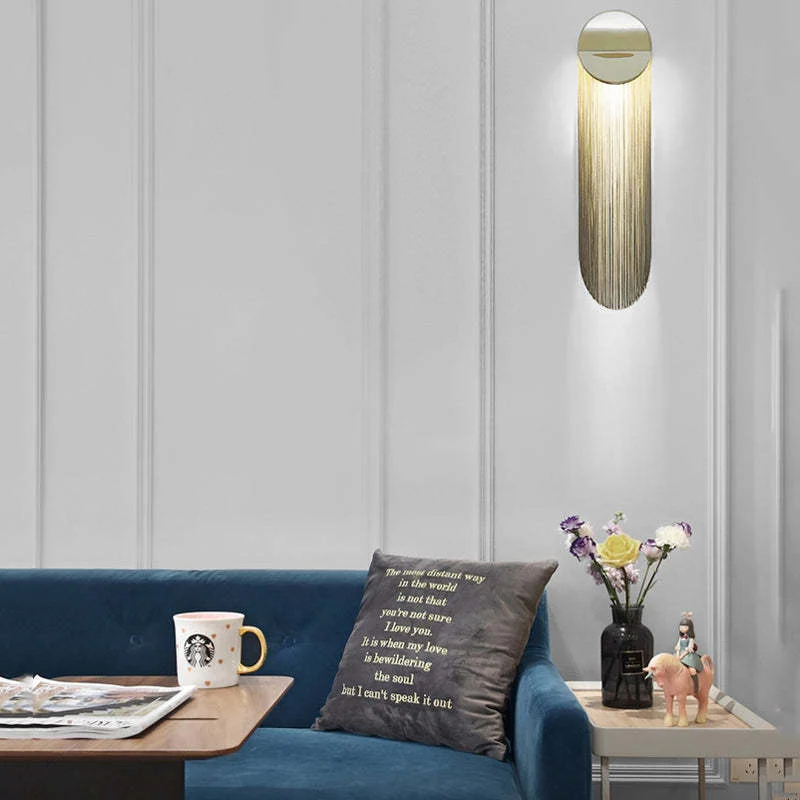 Modern Arcs Chain Tassel Wall Sconce - Image 6