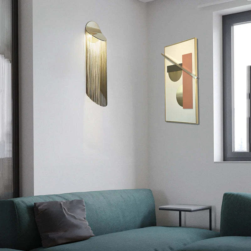 Modern Arcs Chain Tassel Wall Sconce - Image 7