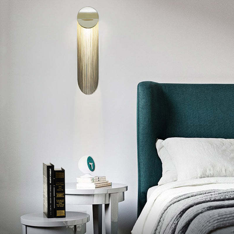 Modern Arcs Chain Tassel Wall Sconce - Image 9