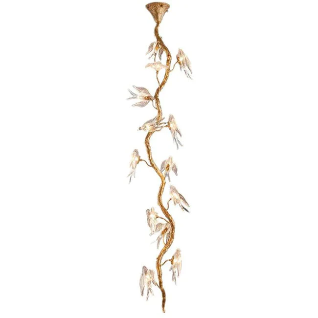 Modern Bird Glass Tree Branch Long Staircase Chandelier - Image 2