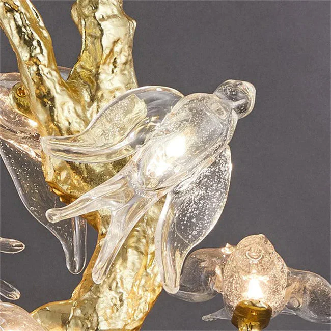 Modern Bird Glass Tree Branch Long Staircase Chandelier - Image 4
