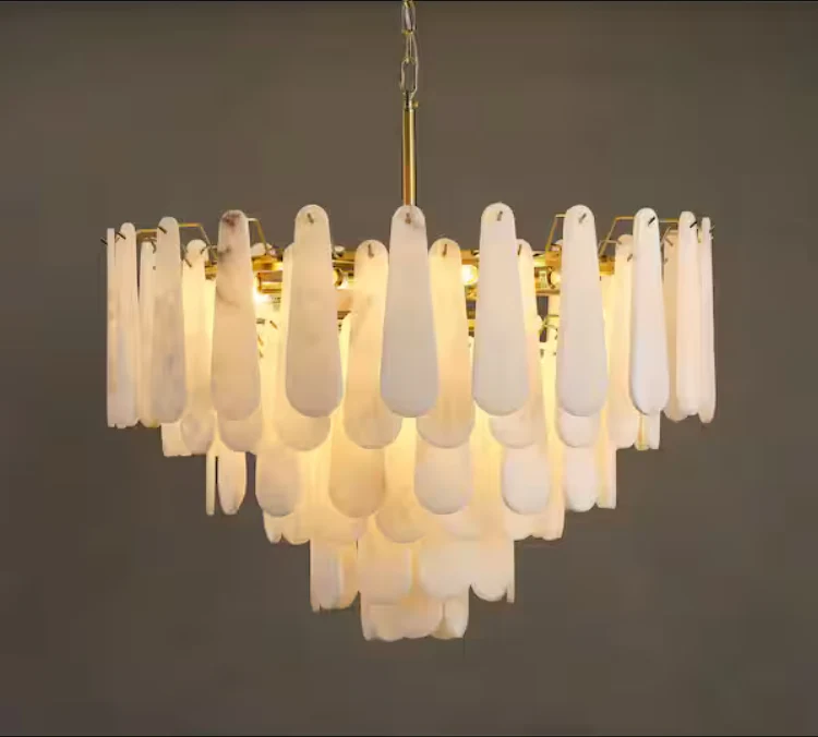 Modern Chandelier 32 in. 16-Lights Gold Chandelier With Alabaster Shade,Chandelier for Dining Room, Living Room, Bedroom - Image 6