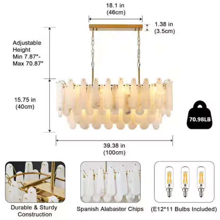 Modern Chandelier 39 in. 20-Light Gold Chandelier for Dinning Room, Living Room, Foyer, Bedroom - Image 6