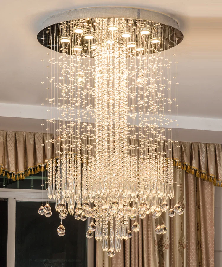 Modern Chandelier lighting low ceiling beads chain luxury lighting k9 crystal chandelier for hotel ETL82103 - Image 3